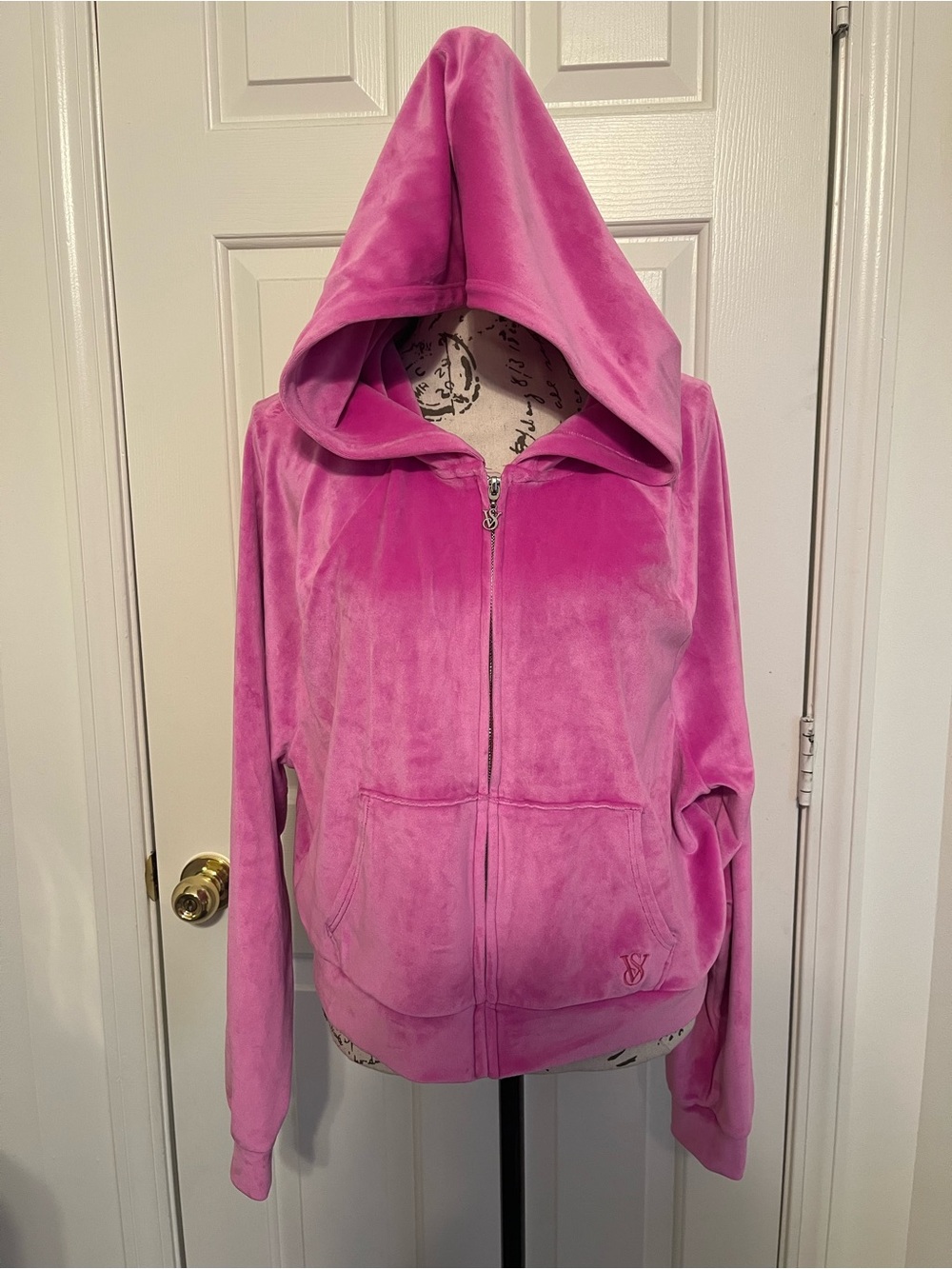 Victoria's Secret Bright Pink Velour Hoodie